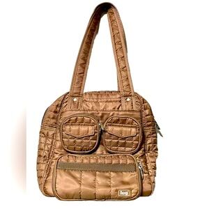 LUG Puddle Jumper Quilted Tote Travel Overnight Organizer Carry-on Bag Brown